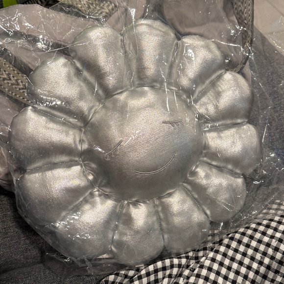 Silver Murakami flower pillow